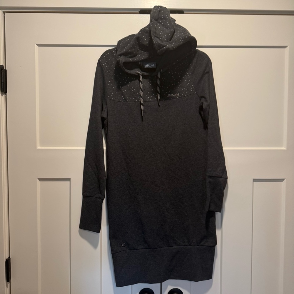 Dark Gray Mazine Hoodie Dress Size Small Ozette Black Mel. NWT